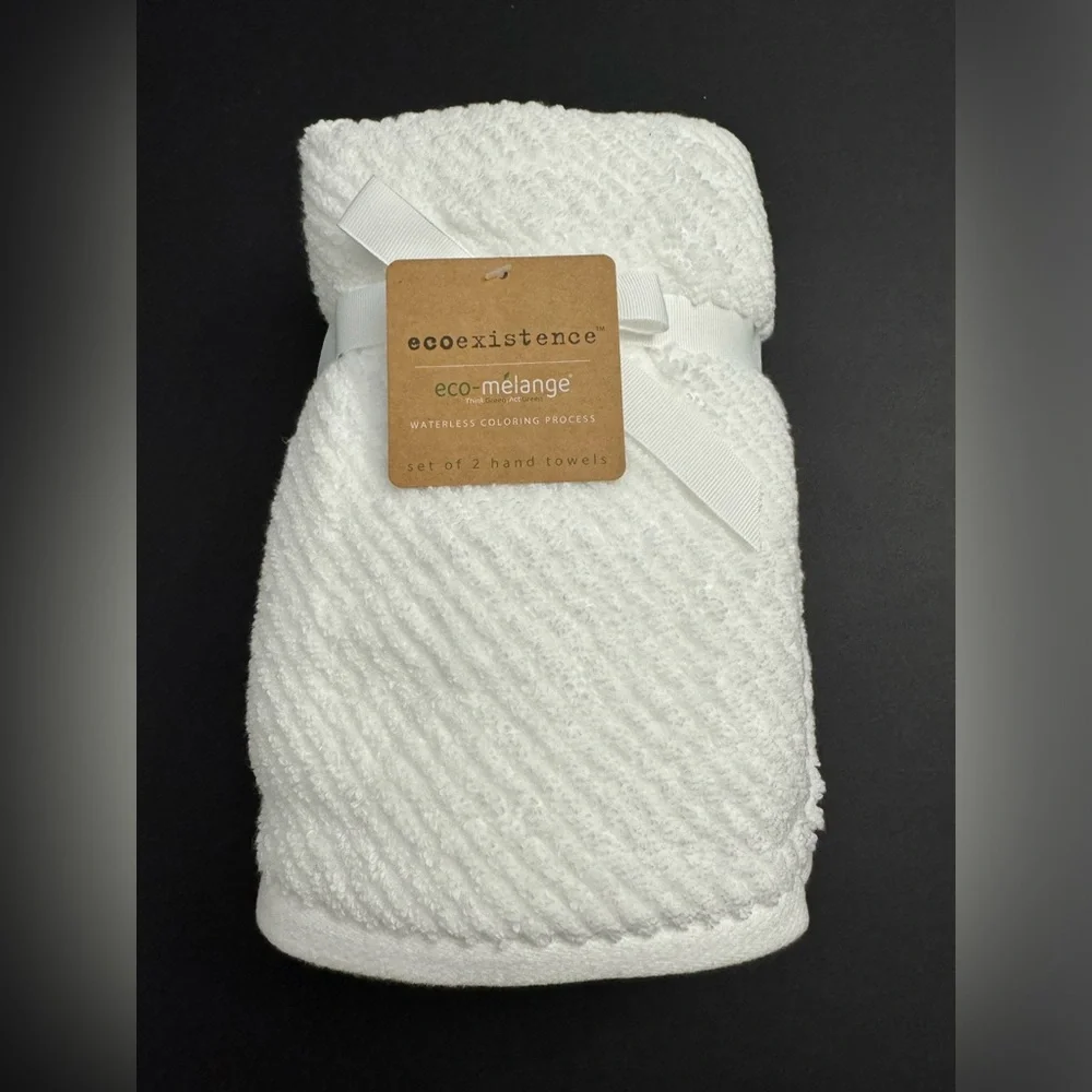 8pc Ecoexistence Eco-Melange Diagonal Stripes Bath Towel Set - White